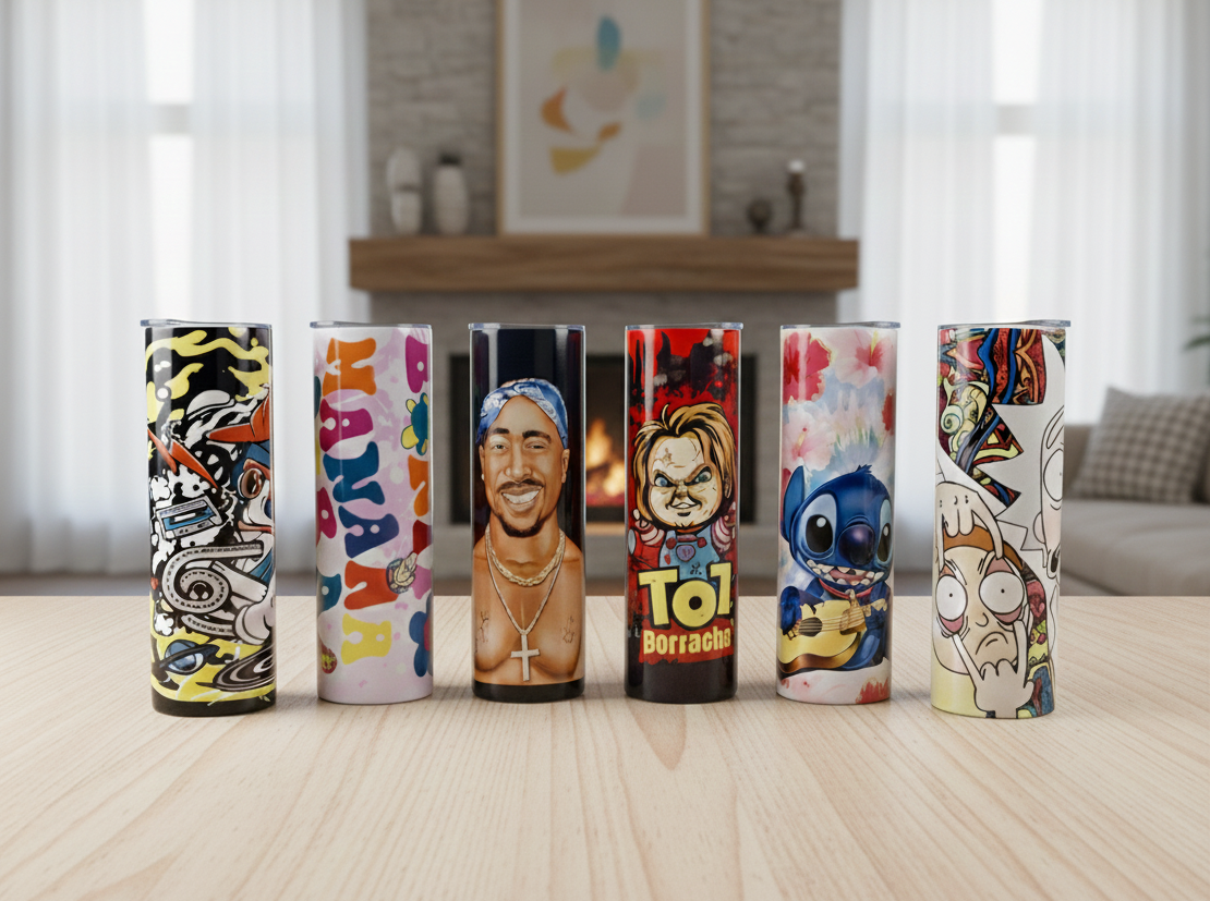 Vaso delgado sublimado de doble pared con aislamiento de 20 oz.