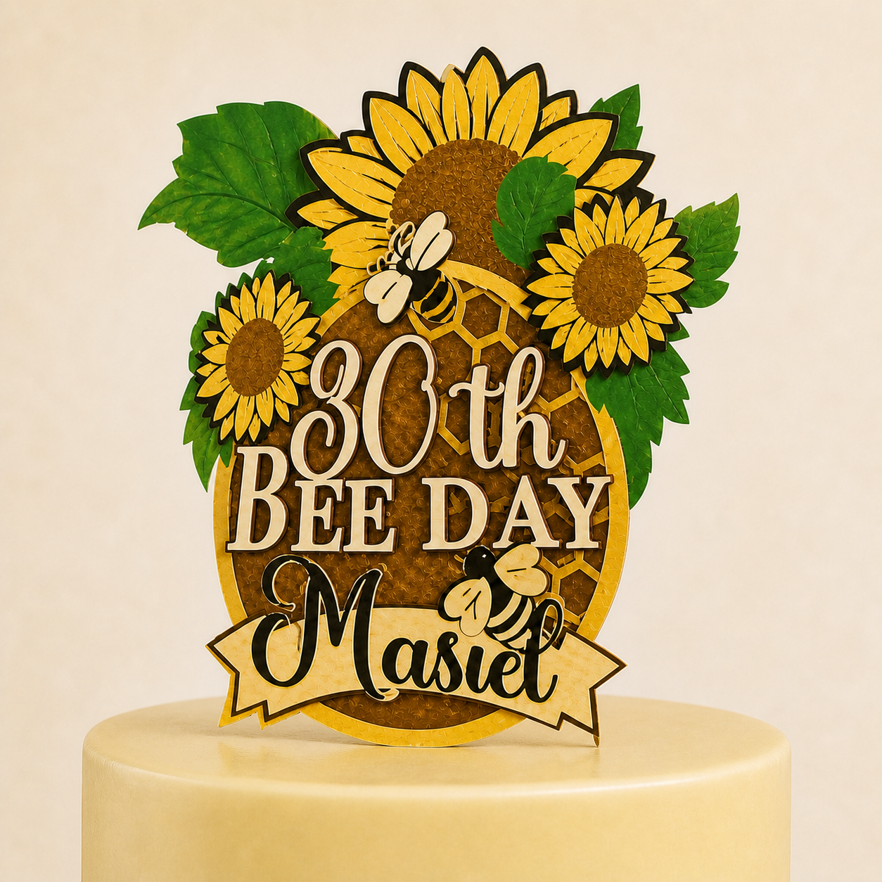Custom 3D Layered Cardstock Cake Topper