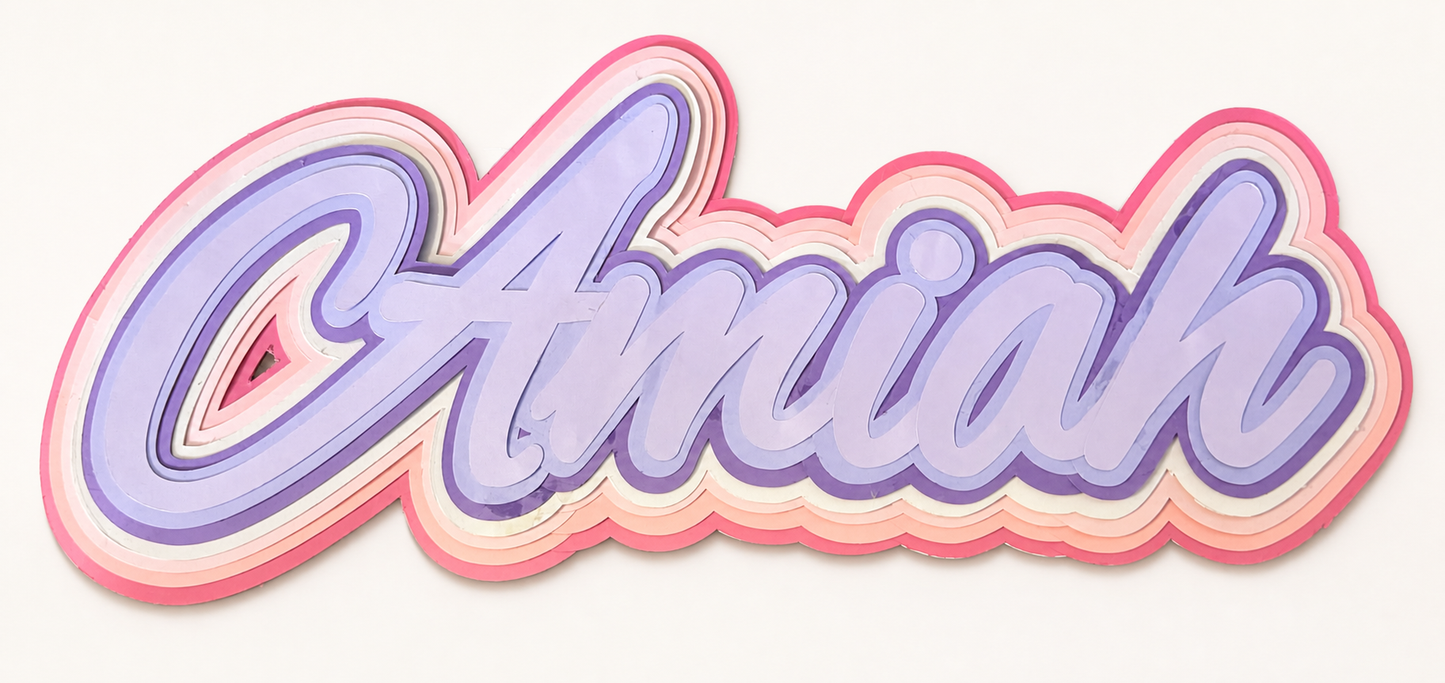 Custom 3D Layered Cardstock Name Sign